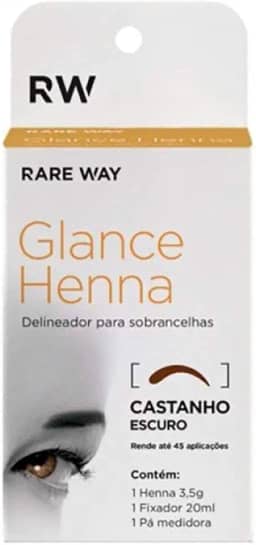 Henna Para Sobrancelhas Delineador Castanho Escuro Rare Way - Glance Henna - 3,5gr