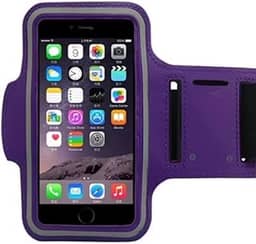 Bracadeira Porta Celular para Corrida com Suporte Ajustável Tela Toque Sensivel e Compartimento para Chave Alça Confortavel para o Braco (Roxo)