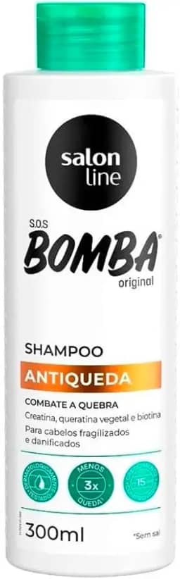 Salon Line, Shampoo, SOS Bomba, Antiqueda, Combate a Queda, Vegano - Todos os Tipos de Cabelos, 300 ml