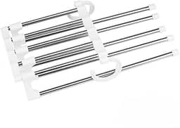 Cabide Para Calças Jeans Cachecol Roupas Dobravel Organizador Multiplo 5 Espaços em Aço Inox que Economiza Espaço Multifuncional Vertical e Horizontal