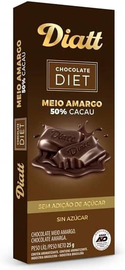 Chocolate Diatt Meio Amargo 50% Cacau Diet 25g