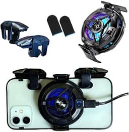 Kit Celular Gamer - Cooler Gamer Celular + Gatilho Duplo Pro + Luva Anti-Suor