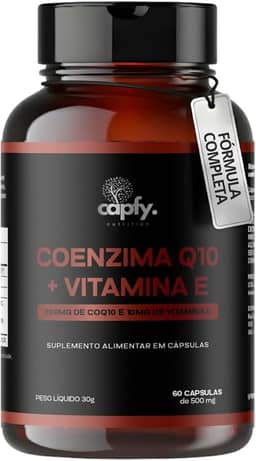 Coenzima Q10 200mg + Vitamina E 10mg Capfy Nutrition CoQ10 com 60 Cápsulas Alta Absorção Zero Lactose Suplemento Vegano