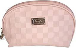 Necessaire Organizadora Premium Nude Unissex – Viagem, Cosméticos e Maquiagem – 17x14x7cm, Poliéster e Couro com Alça – Estojo Portátil para Bolsa e Mala