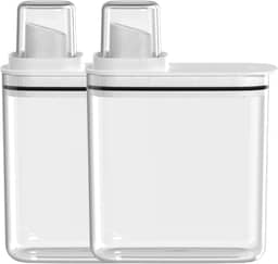 KIT DISPENSER AMACIANTE SABAO EM PÓ FLOW 1,5 BRANCO CINZA BEJE FECHADO LAVANDERIA LAVABO MÁQUINA DE LAVAR COM DOSADOR (Branco)