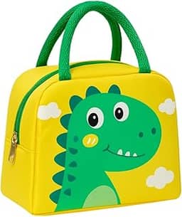 Bolsa Térmica Porta Marmita Lancheira Marmiteira Trabalho Academia Passeio Praia Camping Bebida Prova de Vazamentos Masculina Feminina Compacta Impermeável Reutilizável - NR SHOP (Dinossauro Amarelo)