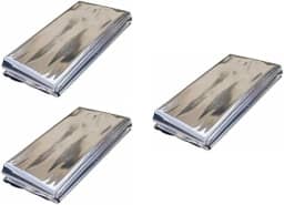 Kit 3 Mantas Térmicas Aluminizada Prateada, 2,10m x 1,40m, 3 Unidades, Proteção até 6°C, Cobertor de Sobrevivência, Isolante Térmico para Camping, Trilha, Primeiros Socorros e Frio Extremo