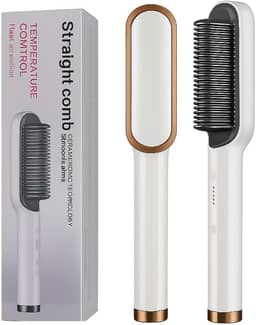 HairLiss™ Pro 5 em 1 – Escova Alisadora Ânion de Cabelo 110V/220V (Bege) com Secagem Rápida