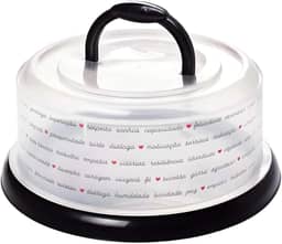 Porta Bolo Base Redonda Boleira Plástico Com Tampa De Rosca E Alça Resistente Decorada Portátil