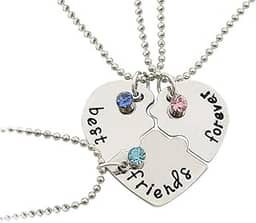 YALLNASL Colares de presente de melhor amiga para 3 meninas, presentes de amizade para mulheres, colar de coração para melhores amigas, colar de quebra-cabeça combinando para melhores amigas, colares