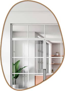 Espelho Decorativo modelo Orgânico de 60x40 com Suporte para Parede (Caramelo)
