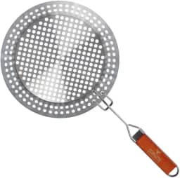 Grelha Redonda Perfurada 30,5, Cabo Removível – Para Churrasqueira a Carvão/Gás | Legumes, Carnes, Frutos do Mar e Pizza