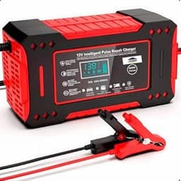 Carregador de Bateria Inteligente 12V Bivolt com Display Digital – Para Carro, Moto e Caminhão | Linha Premium com Proteção contra Superaquecimento, Sobrecarga e Curto-Circuito