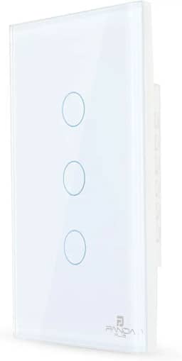 Interruptor Inteligente Touch 1,2,3 e 6 Botões Teclas 4x2 e 4x4 Alexa Google Wifi App Tuya Pandaplus Controle de Voz Automação Bivolt (Branco 3 Botões)