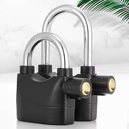 Cadeado de Segurança com Alarme Sonoro, 110dB, À Prova D'água, Ideal para Motos, Bicicletas e Portões (Longo)