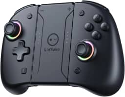 Controle sem Fio para Nintendo Switch Hall Effect Bluetooth, Vibração, Sensor de Movimento, Pega Confortável, Preto Básica