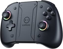 Controle sem Fio para Nintendo Switch Hall Effect Bluetooth, Vibração, Sensor de Movimento, Pega Confortável, Preto Básica