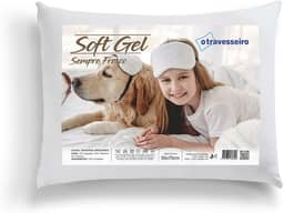 Travesseiro Soft Gel 50x70cm Antialérgico Suporte Alto Macio Fibra de Poliéster Siliconada Lavável