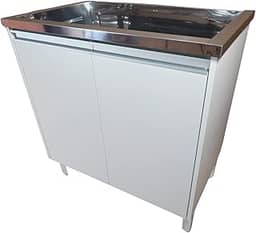 Tanque De Lavar Roupa Inox 47 Plus Gabinete 2 Portas Montado