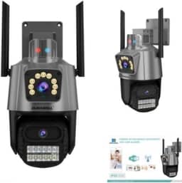 Câmera IP WiFi de Segurança Externa HD 3MP Com Alarme – Visão Noturna Infravermelha, Dupla Lente, IP66 à Prova d’Água