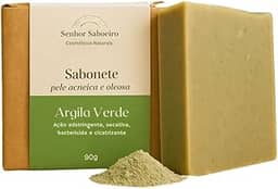 Sabonete de Argila Verde Natural Artesanal Reduz Oleosidade da Pele Cravos Espinhas Skin Care Limpeza profunda Facial