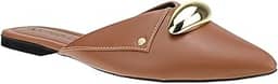 Sapatilha Mule Feminino Bico Fino Loafer Apllique Metalizado