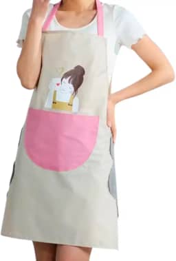 Avental Cozinha Impermeável Feminino Ajustável com Bolso Frontal à Prova de Água PVC Profissional 70x65cm