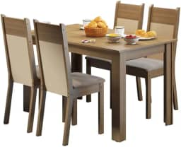Conjunto Sala de Jantar Madesa Havana Mesa Tampo de Madeira com 4 Cadeiras