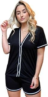 Pijama Feminino Americano Manga Curta Aberto Com Botões Short baby doll verão Amamentação Cirurgico
