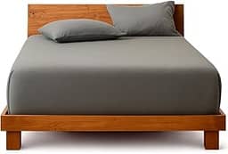 Decolab Jogo de Lençol 100% Algodão Premium Extra Macio - Roupa De Cama Antiácaro, Inclui Lençol Com Elástico (Forro) E Fronhas (Cinza-escuro, Casal Simples (3 peças))