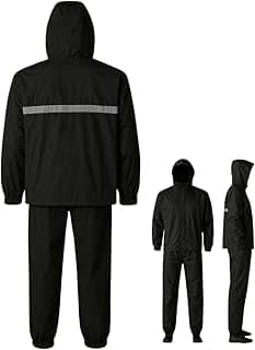 Conjunto Roupa de Chuva para Motociclista Tamanhos G – Impermeável com Capuz e Faixa Refletiva – Jaqueta e Calça – Preto – Bolsa Inclusa