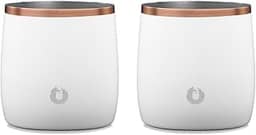 SNOWFOX Copo de aço inoxidável isolado a vácuo premium, conjunto com 2, copos antiquados, uísque, copos Lowball, elegante casa barman, bebidas e coquetéis que permanecem frios, branco/dourado