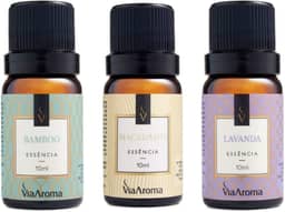 Kit 3 Essências Via Aroma Para Aromatizador Difusor Elétrico 10ml (Bamboo+Macadâmia+Lavanda)