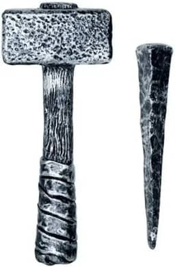Kit Martelo e Estaca de Caça Vampiro para Fantasia e Decoração Halloween