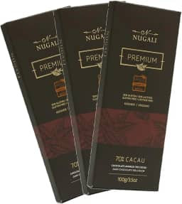 Kit Barra de Chocolate Amargo 70% – Nugali – 3 unidades de 100g