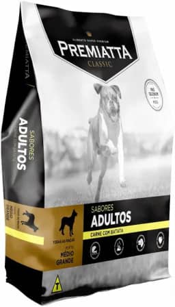 Premiatta Ração Classic Cães Adultos Raças Médias E Grandes Sabores Carne Com Batata 15Kg