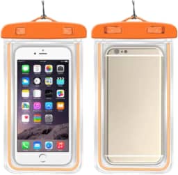 Capa Case Kit 2 Unidades A Prova D'água Impermeável para Celular Smartphone Capinha com Alça Universal Proteção 360º Completa Sensível ao Toque (Laranja)
