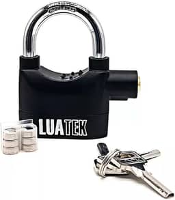 Cadeado com Alarme Sonoro Anti-furto Reforçado Trava Segurança 110db para Bicicleta, moto e casa, modelo na cor Preto