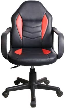 Cadeira Gamer Infantil em Couro Pvc Pelegrin Pel-9354 Preto com Vermelho