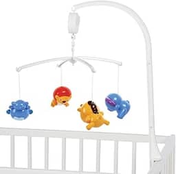 Maxi Baby Móbile Musical Giratório Para Berço Zoo, Rotação 360°, Caixa musical a Corda com canções de Ninar e Bichinhos coloridos