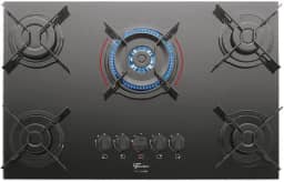 FISCHER COOKTOP À GÁS 5 BOCAS TRIPLA CHAMA FIT LINE MESA VIDRO PRETO BIVOLT - 26300-57079