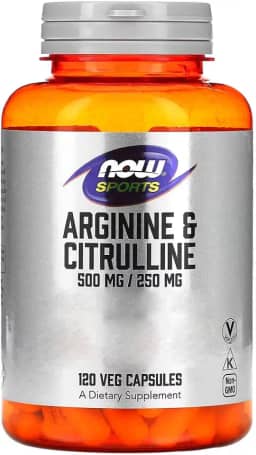 Arginina 500mg e Citrulina 250mg Now Foods 120Cáps Importado