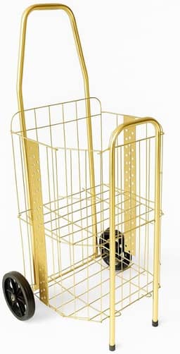 Carrinho De Feira Dobrável 2 Partes Reforçado 60kg Para Compras De Feira E Supermercado Dourado E Prata Compacto Ágil(Dourado)
