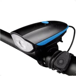 Farol Para Bike Led Com Buzina À Prova D'água 3 Modos Recarregável Azul Mundo Compras
