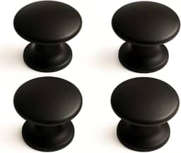 Kit 4 Puxadores Ponto Redondo Para Móveis Gaveta Armário (Preto Fosco)
