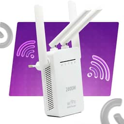 Repetidor e Roteador Wi-Fi 2800Mbps 4 Antenas Wireless-N Amplificador Sinal Internet Fácil WPS