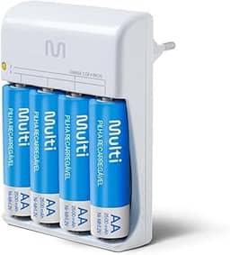 Carregador De Pilhas Multilaser AA/AAA + 4 Pilhas Aa 2500Mah - CB054