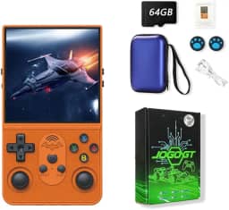 Console de videogame retrô R36S GT, 64 GB, sistema Arkos 2.0, Tela de 4,0 polegadas,15.000 jogos integrados, brinquedo retrô perfeito para meninos,video game portatil,console portatil (cor laranja)