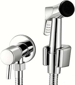 Ducha Higiênica com Jato Forte 100% Metal Cromado, Sistema 1/4 de Volta e Registro, Acompanha Kit de Instalação