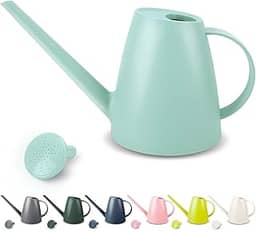 Qilebi Bico longo pequeno regador para plantas de interior e exterior, planta de casa, flor de jardim, 1,8 L 1/2 galão (verde)